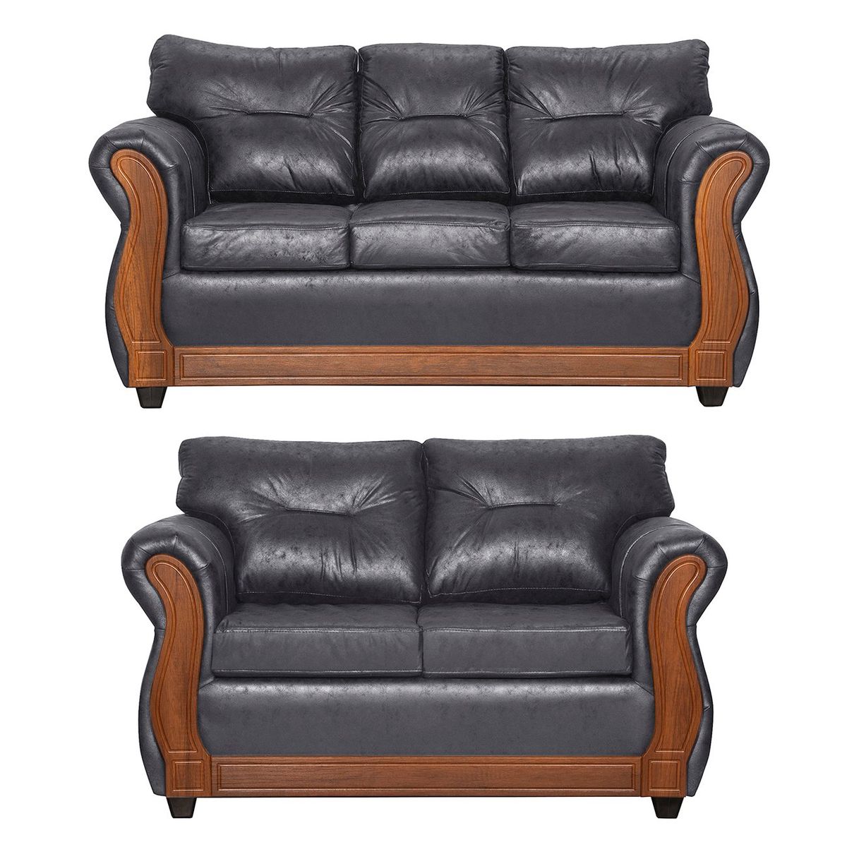 BLACK FACTORY - Juego de Living 3 2 Toronto Gris