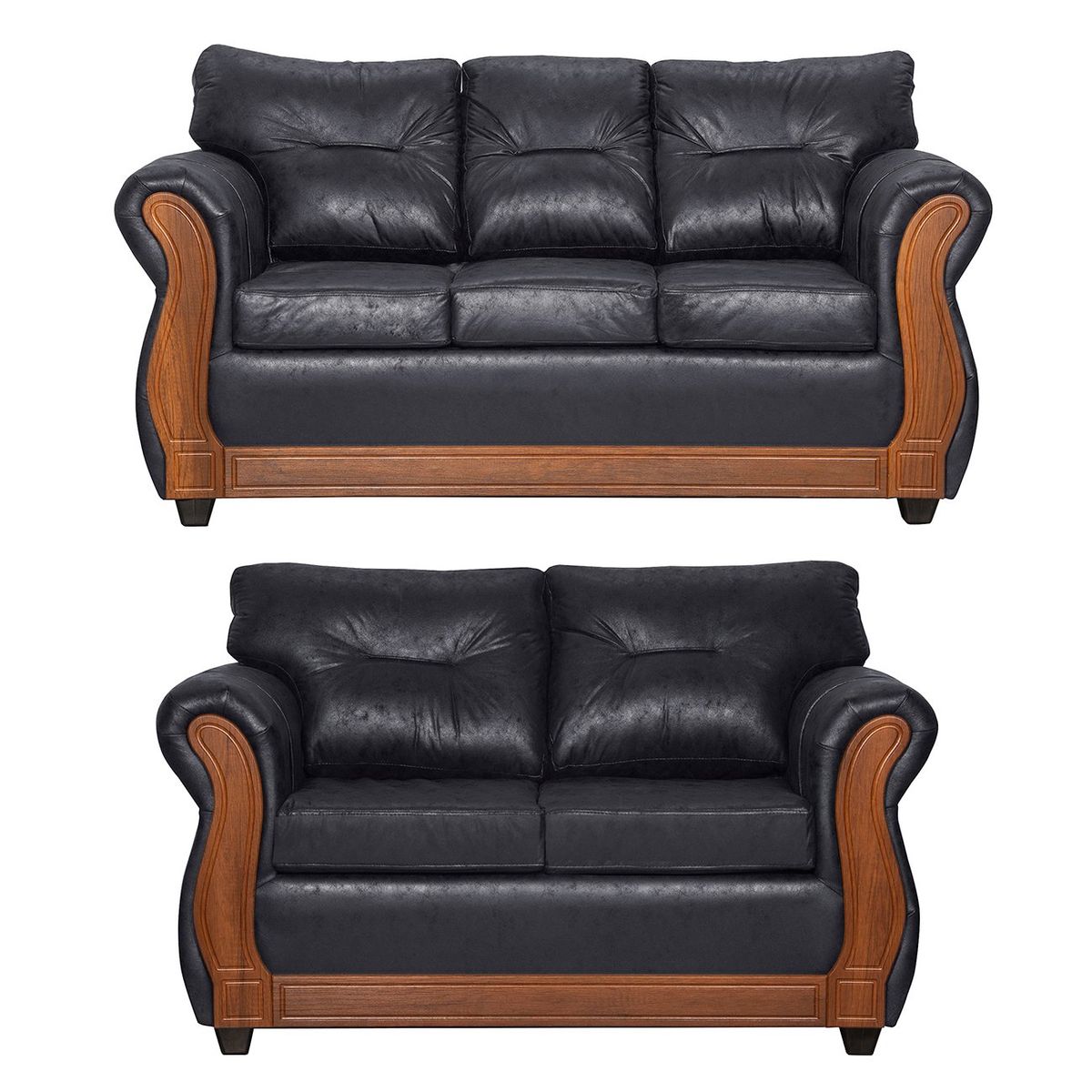 BLACK FACTORY - Juego de Living 3 2 Toronto Negro