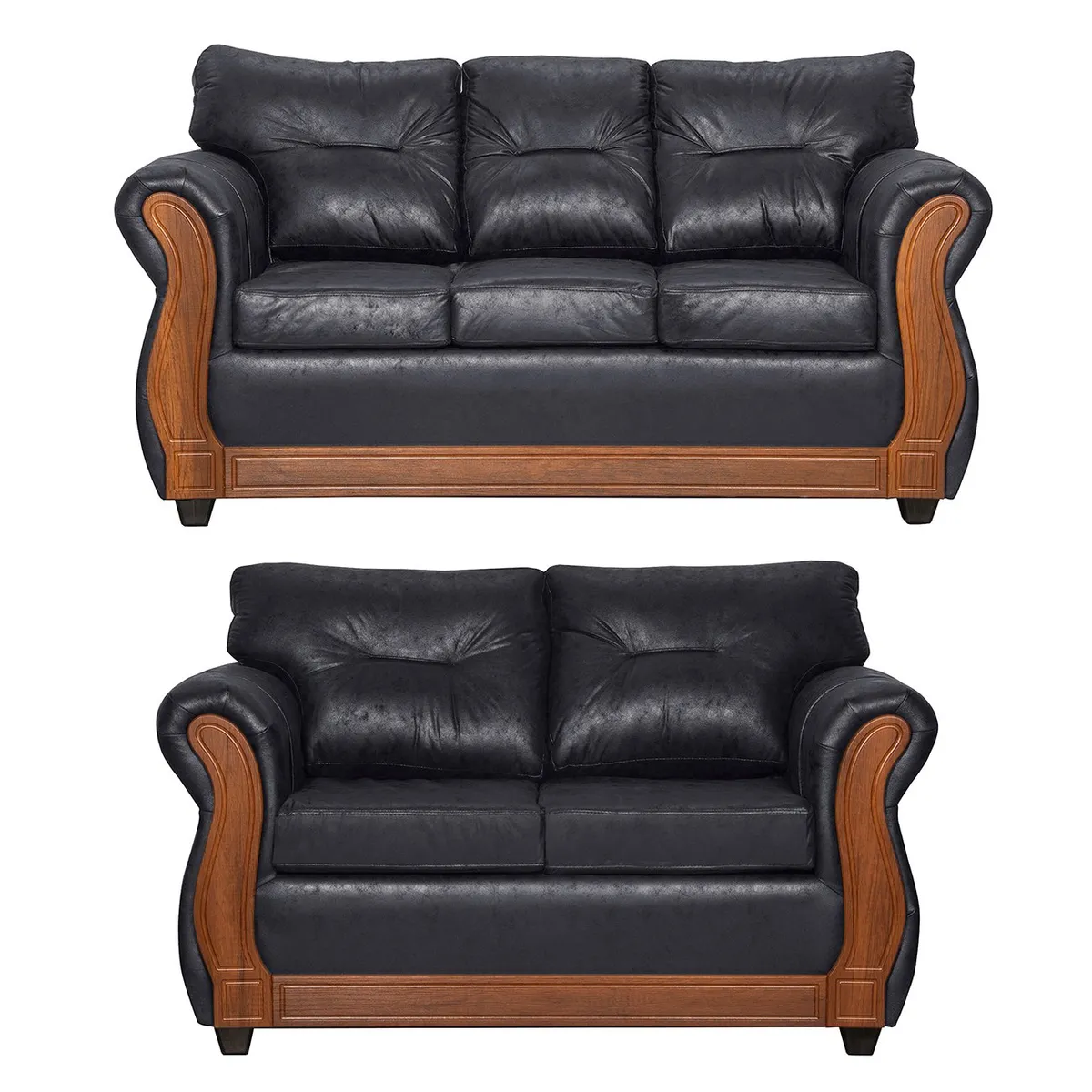 BLACK FACTORY - Juego de Living 3 2 Toronto Negro