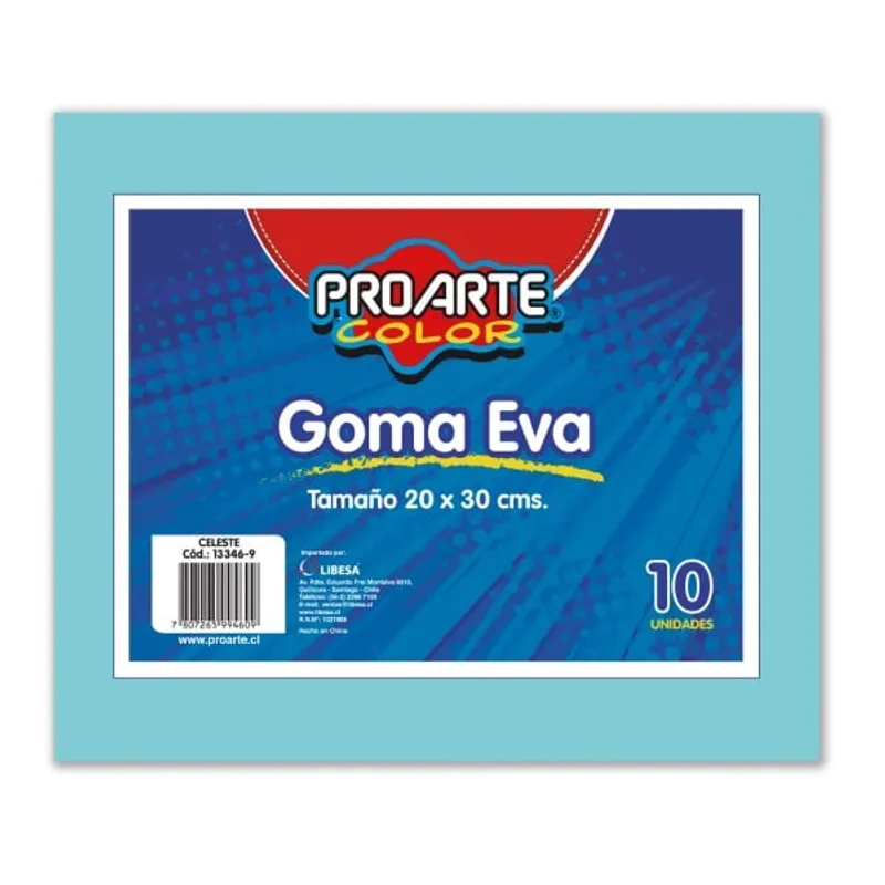 PROARTE - Goma Eva 20X30Cm Celeste Bo10 Pliegos Proarte