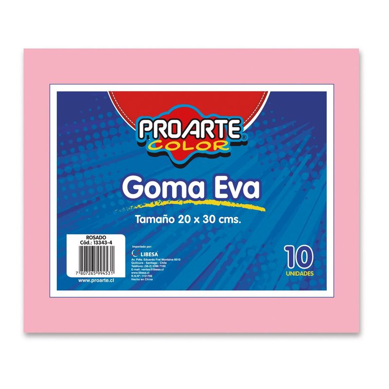 PROARTE - Goma Eva 20x30cm Rosado 10uni Proarte