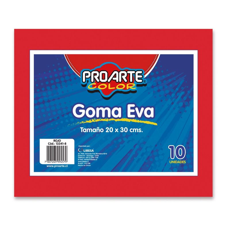 PROARTE - Goma Eva 20X30Cm Rojo Bo10 Pliegos Proarte