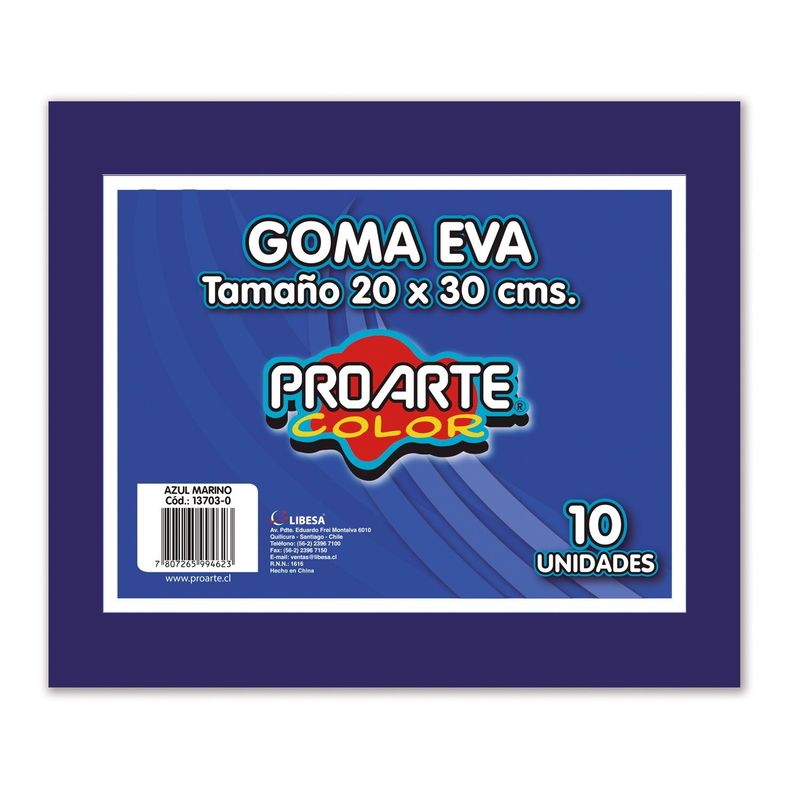PROARTE - Goma Eva 20X30Cm Azul Bo10 Pliegos Proarte