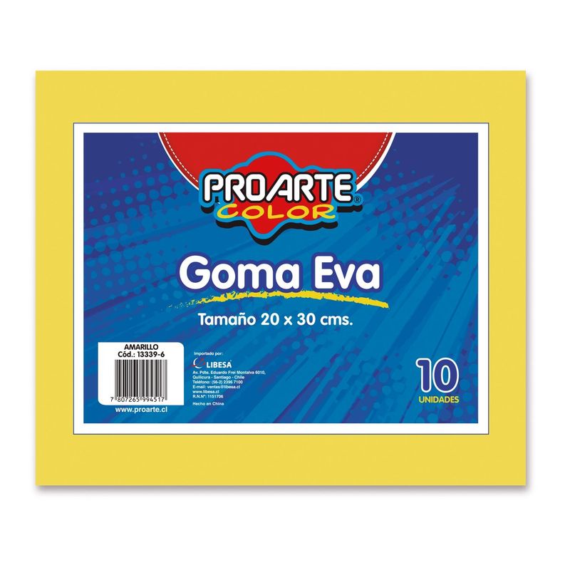PROARTE - Goma Eva 20X30Cm Amarillo Bo10 Pliego Proarte