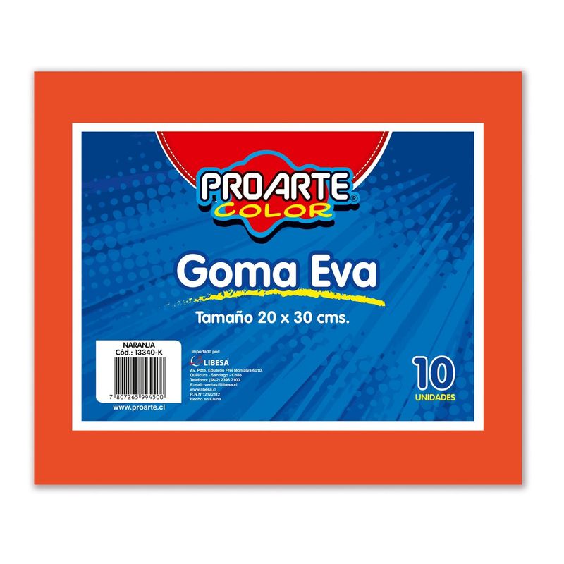 PROARTE - Goma Eva 20X30Cm Naranja Bo10 Pliegos Proarte
