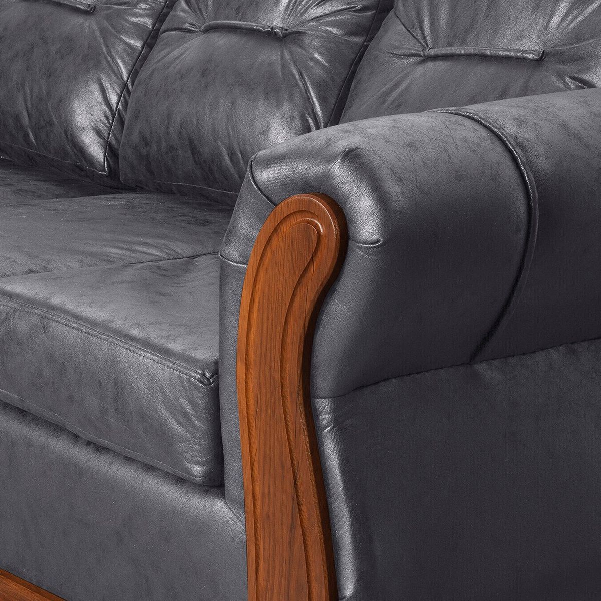 BLACK FACTORY - Sofá 3 Cuerpos Toronto Gris