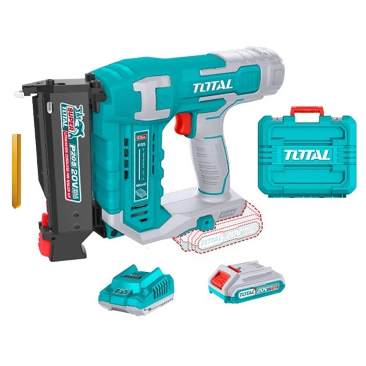 TOTAL TOOLS - Clavadora Pin Acabado 10-35mm 20v Bat+ Carg Total Tcbnli3606