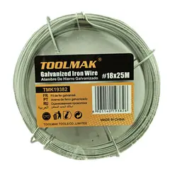 GENERICO - Alambre Galvanizado 18 Rollo 25mts Toolmak