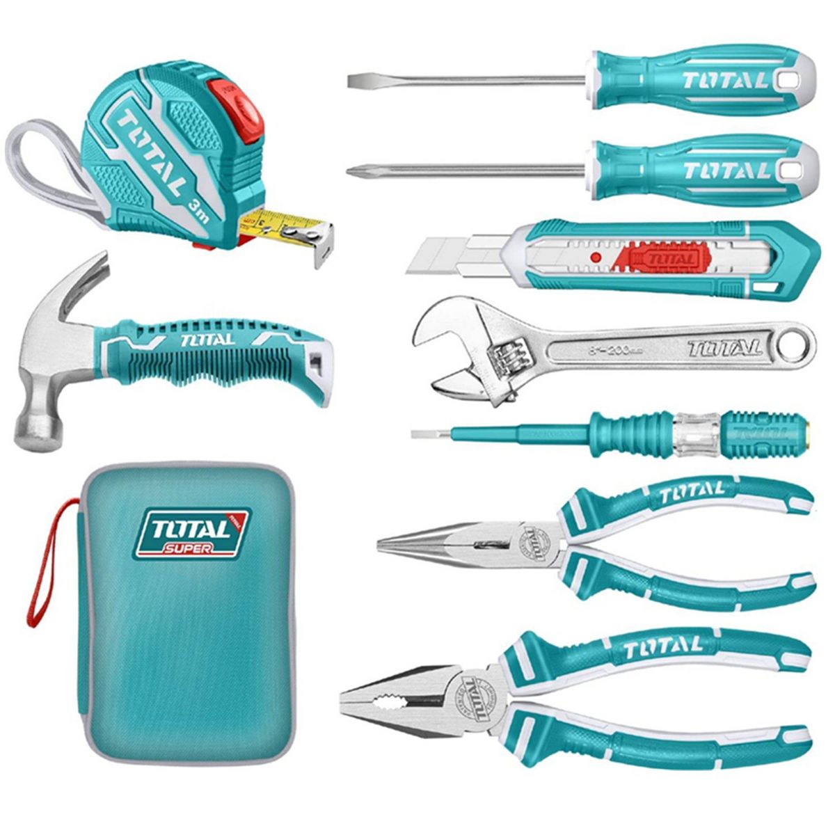 TOTAL TOOLS - Kit Herramientas Manuales 9 Pcs Estuche Total Thkthp90097