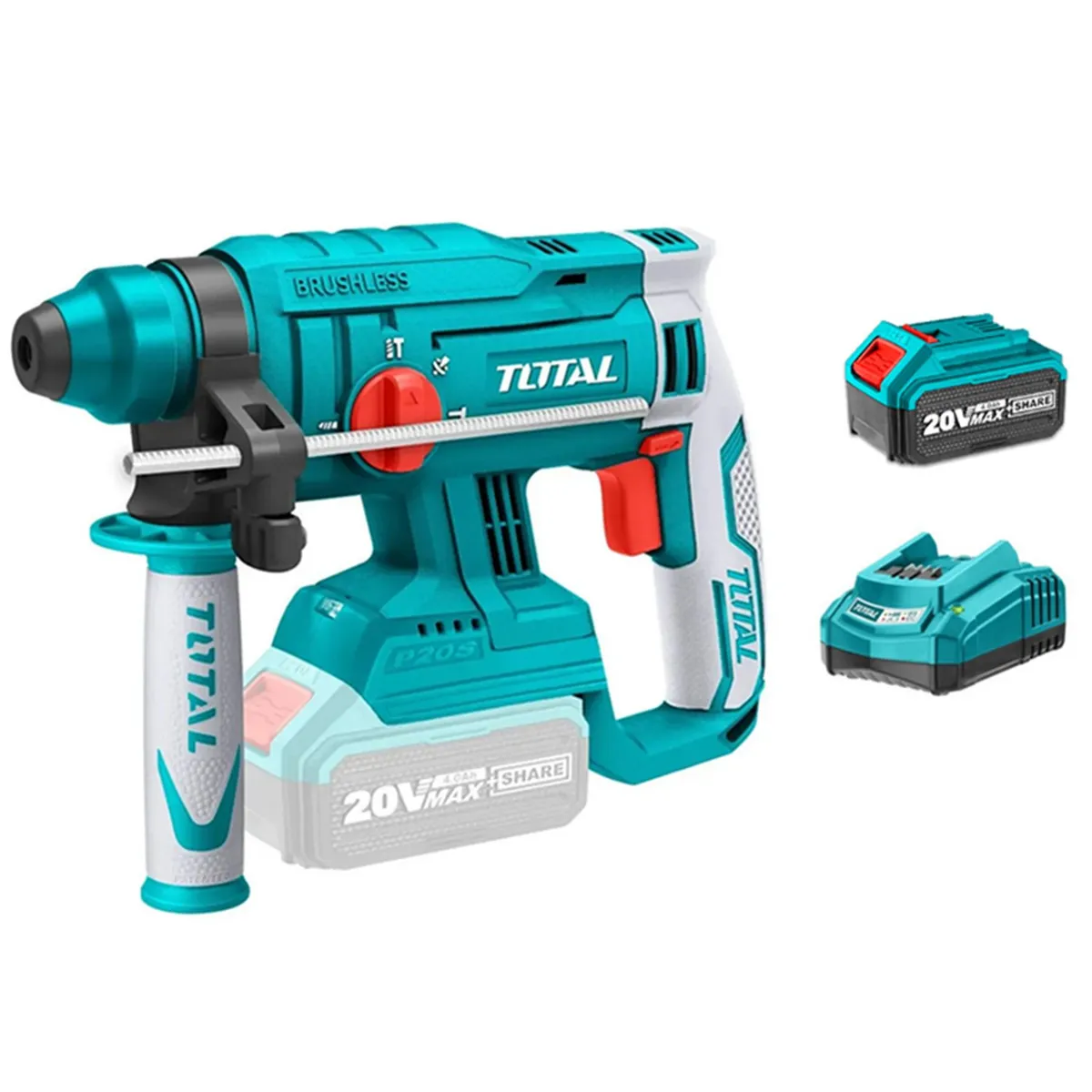 TOTAL TOOLS - Rotomartillo Sds Plus 20v Bat + Carg Total Trhli2201