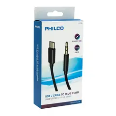 PHILCO - CABLE USB TIPO C A PLUG 35MM - Negro