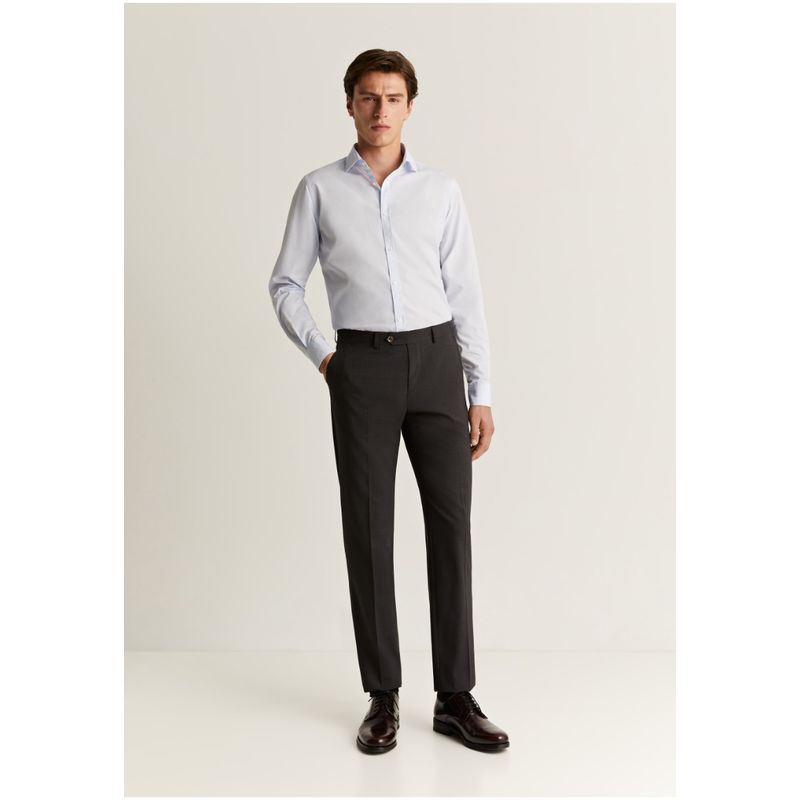 SCALPERS - Camisa Clásica Slim Fit Skyblue Check