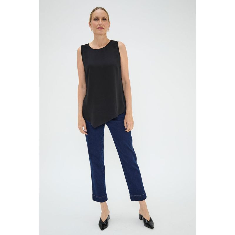 MA GRIFFE - Blusa Sin Mangas Asimetrica Negro Magriffe