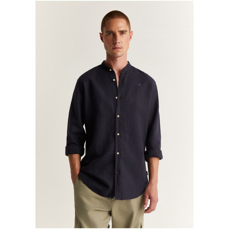 SCALPERS - Solid Mao Shirt Navy