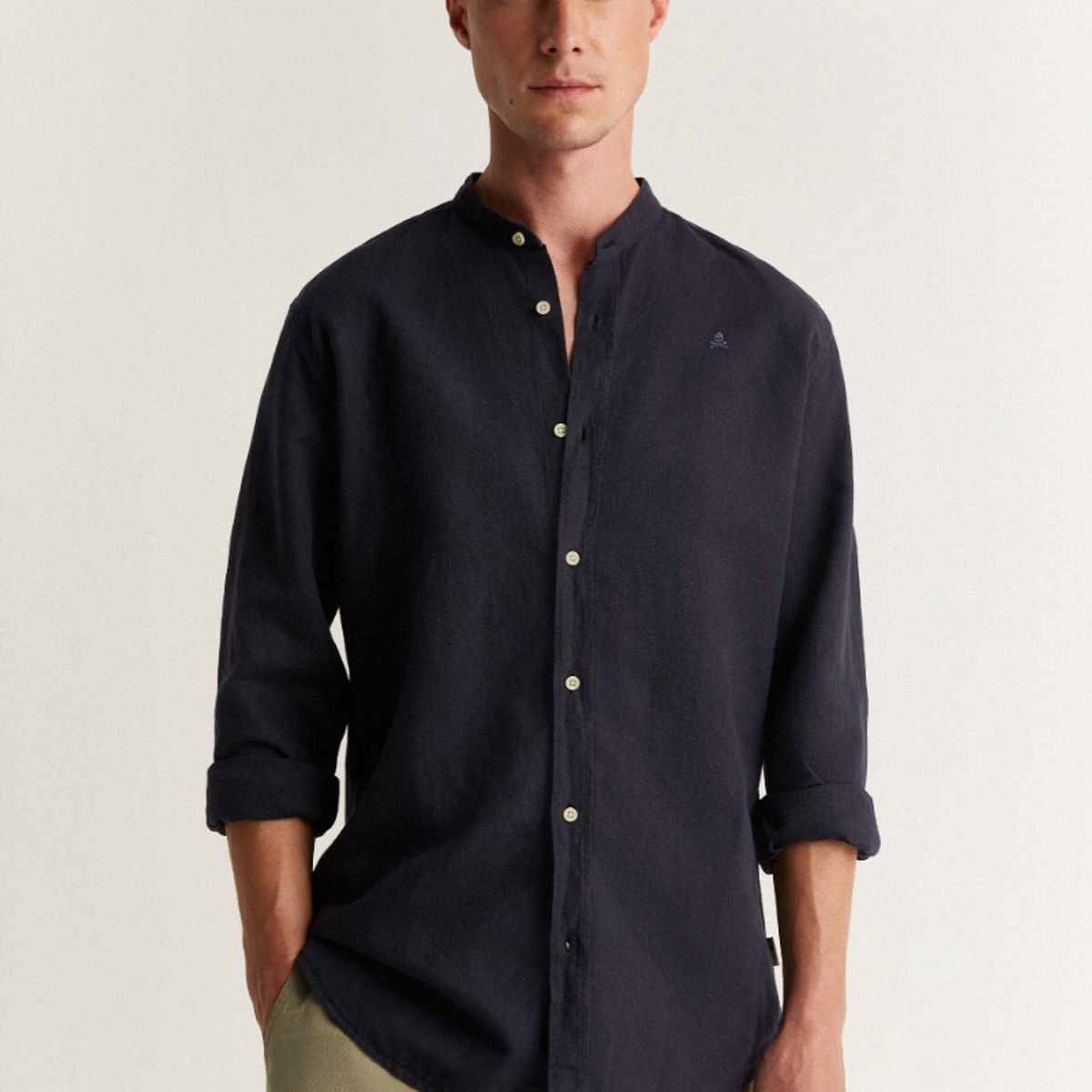 SCALPERS - Solid Mao Shirt Navy