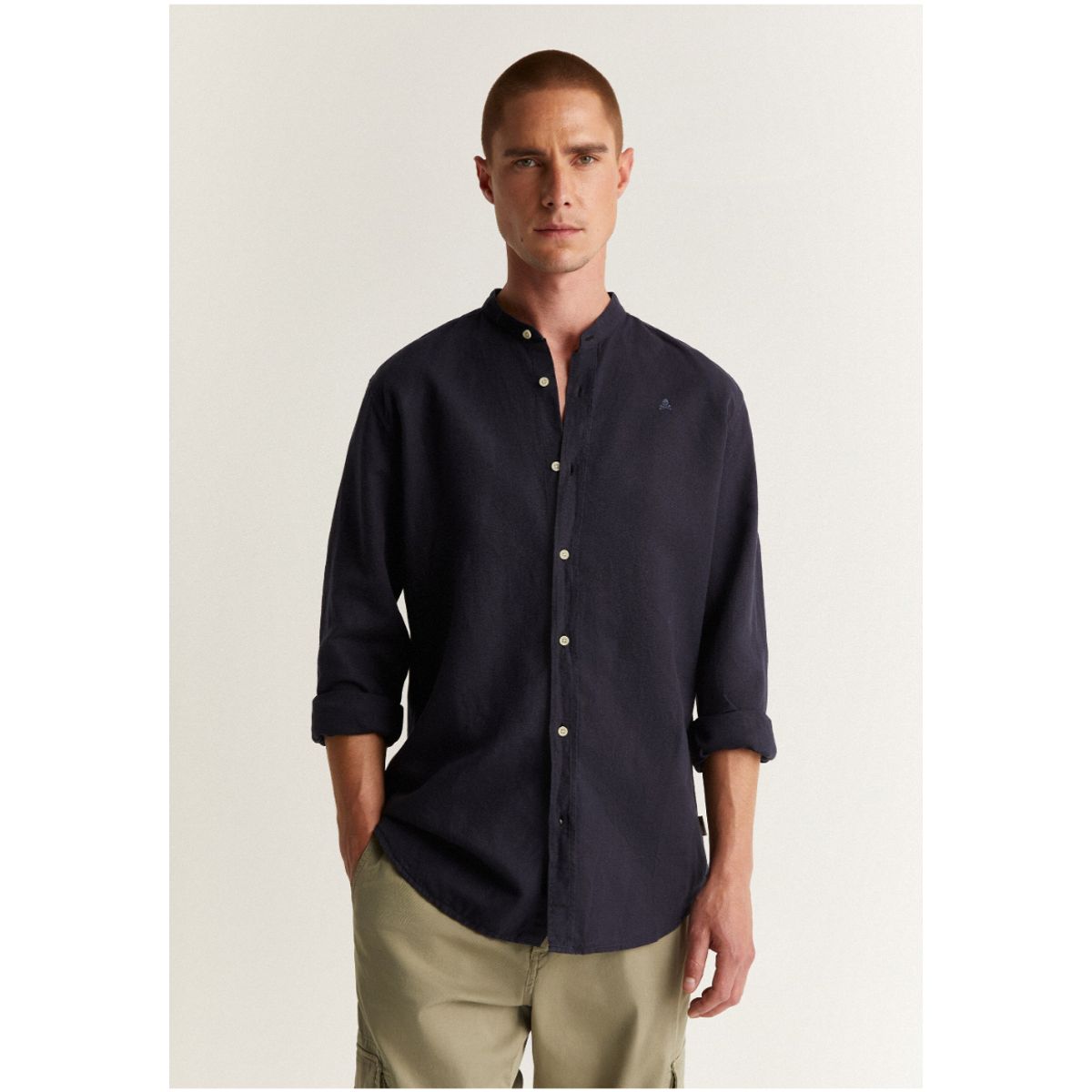 SCALPERS - Solid Mao Shirt Navy