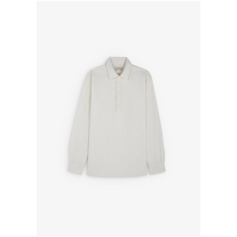 SCALPERS - Linen Blend Polera Shirt Off White