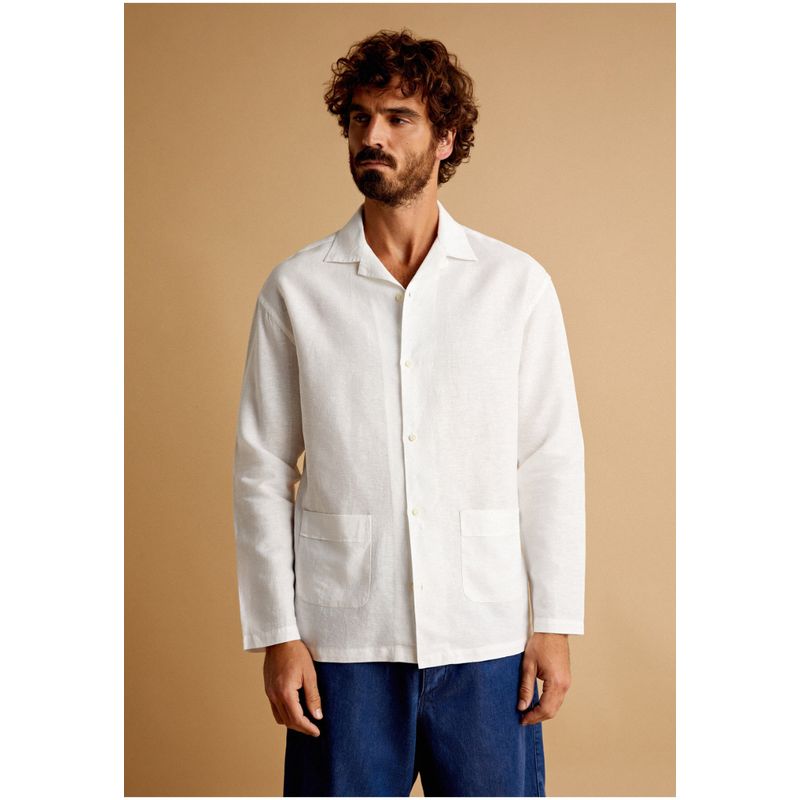 SCALPERS - Camisa Resort Bolsillos Off White