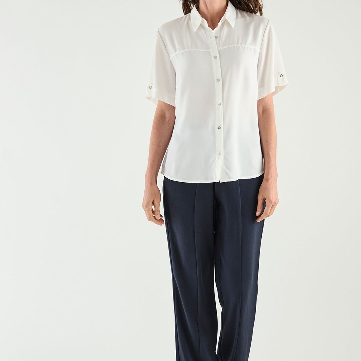 MA GRIFFE - Blusa Manga Corta Crudo Mujer Magriffe