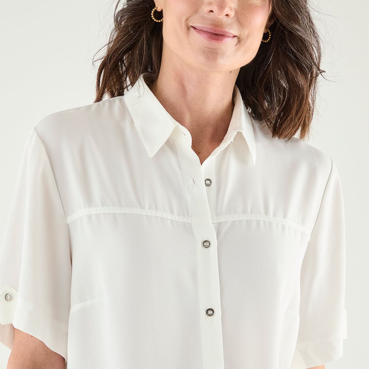 MA GRIFFE - Blusa Manga Corta Crudo Mujer Magriffe