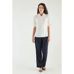 MA GRIFFE - Blusa Camisera Manga Corta Crudo Magriffe