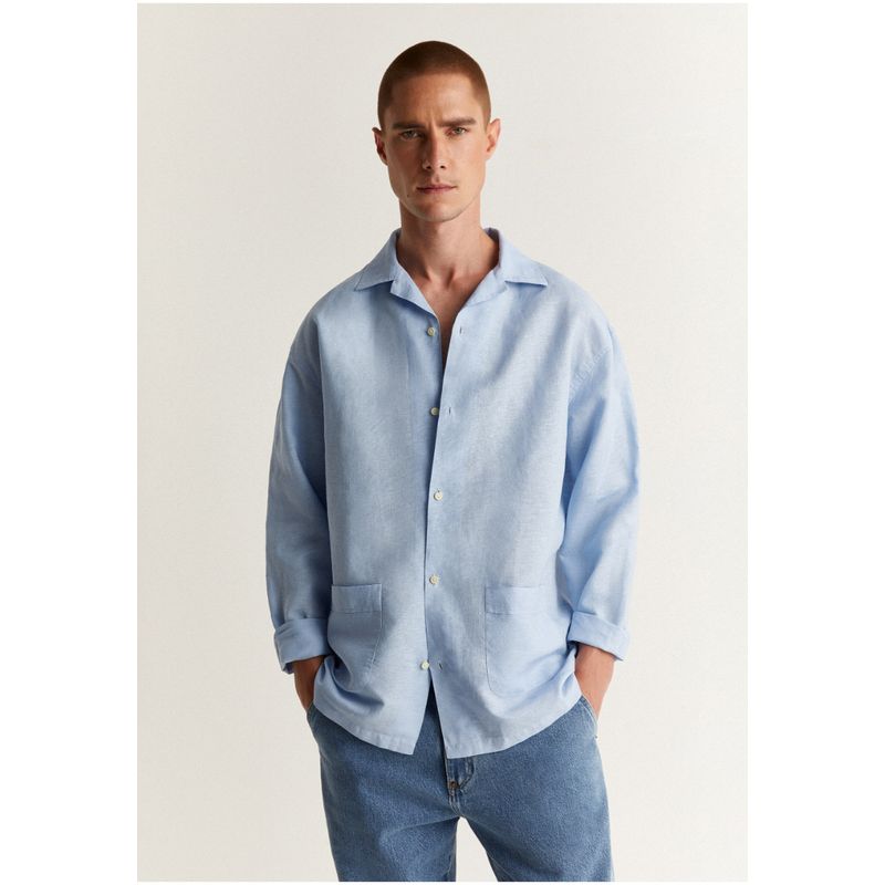 SCALPERS - Camisa Resort Bolsillos Skyblue
