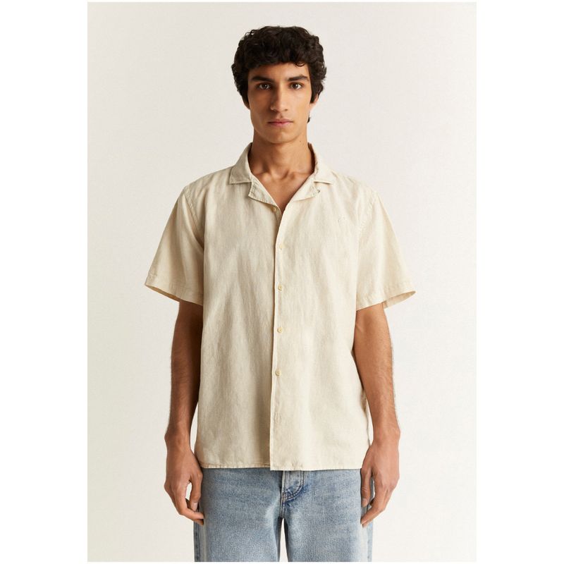 SCALPERS - Camisa Manga Corta Lino Beige