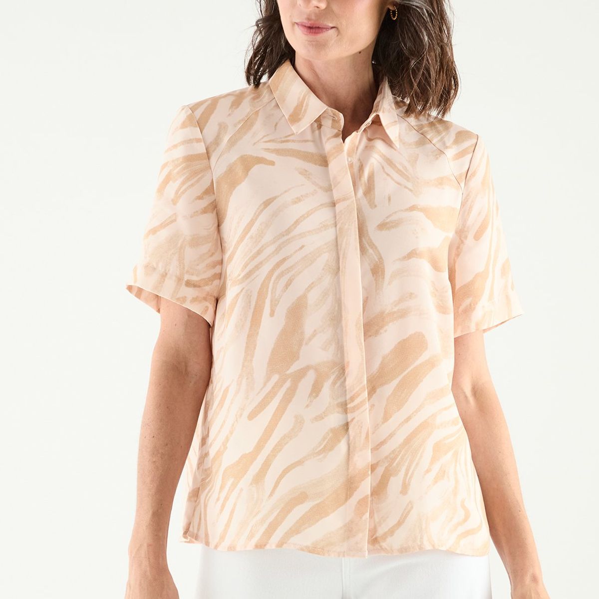 MA GRIFFE - Blusa Manga Corta Crudo Mujer Magriffe