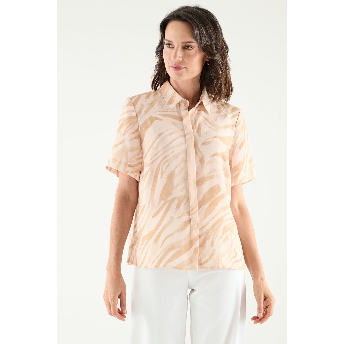 MA GRIFFE - Blusa Manga Corta Crudo Mujer Magriffe