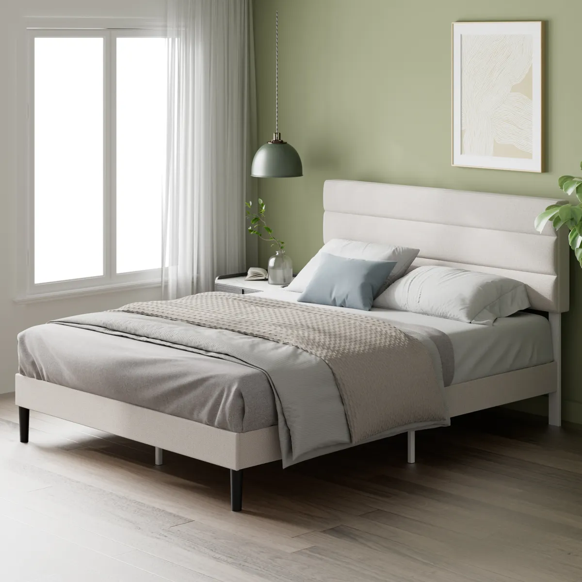 ZINUS - Base de Cama Premium Zinus 1.5P 105x190x30cm Piper Respaldo
