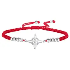 TODOJOYAS - Pulsera Nudo de Bruja Celta Plateada Acero Cuerda Roja