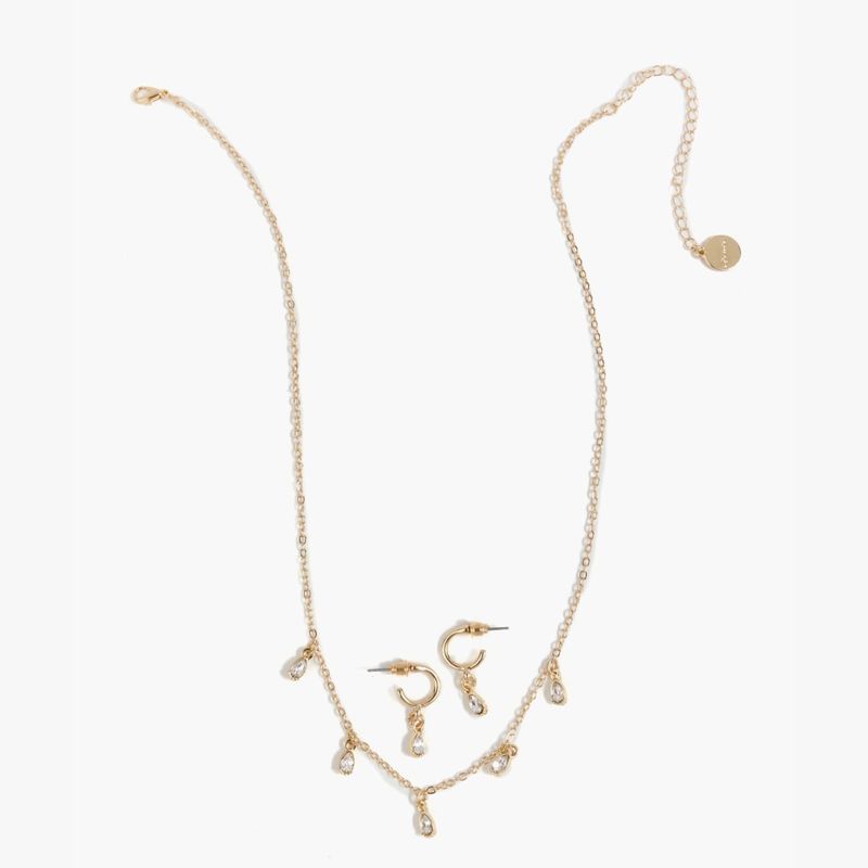 LOUNGE - Set Collar Y Aros Strass Dorado