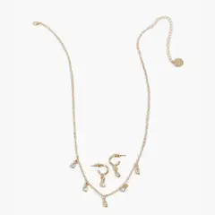 LOUNGE - Set Collar Y Aros Strass Dorado