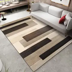 GENERICO - ALFOMBRA ANTIDESLIZANTE CON DISEÑO RECTANGULOS CAFE 180X200CM