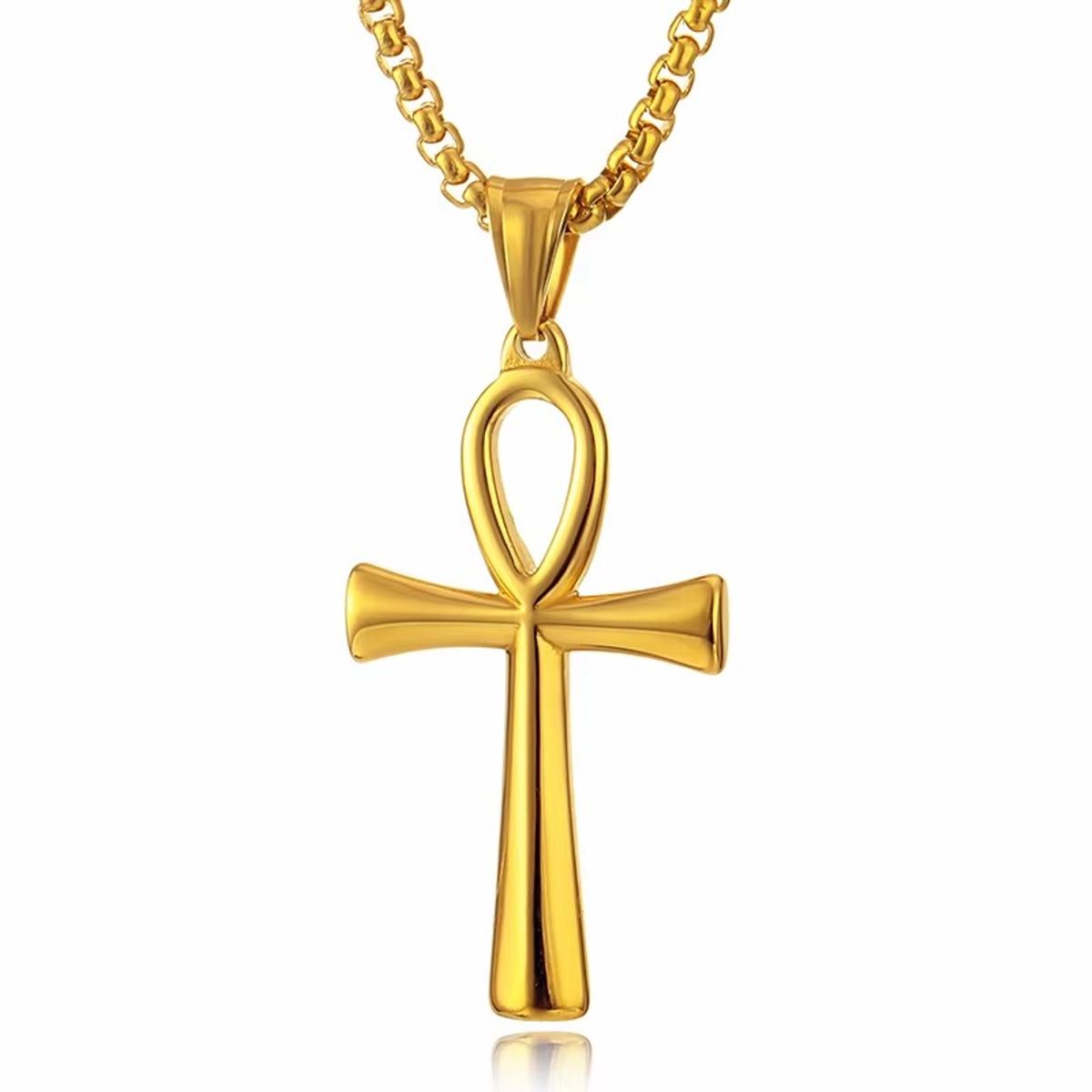 TODOJOYAS - Colar Colgante Cruz Egipcia Ankh Acero 50mm Dorada