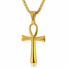 TODOJOYAS - Colar Colgante Cruz Egipcia Ankh Acero 50mm Dorada
