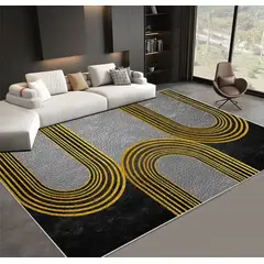 GENERICO - ALFOMBRA ANTIDESLIZANTE CON DISEÑO OBALOS DORADOS 180X200CM
