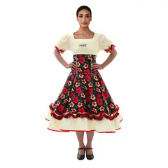 GENERICO - VESTIDO COMP HUASA CHINITA FLOREADO NEGRO/BLANCO S