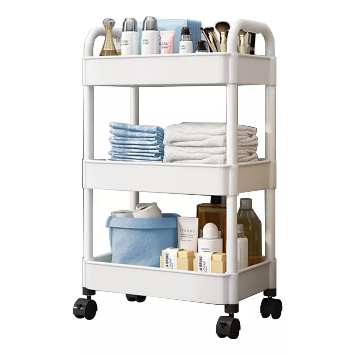 GENERICO - Carro Organizador Almacenaje Con 3 Estantes Y Ruedas