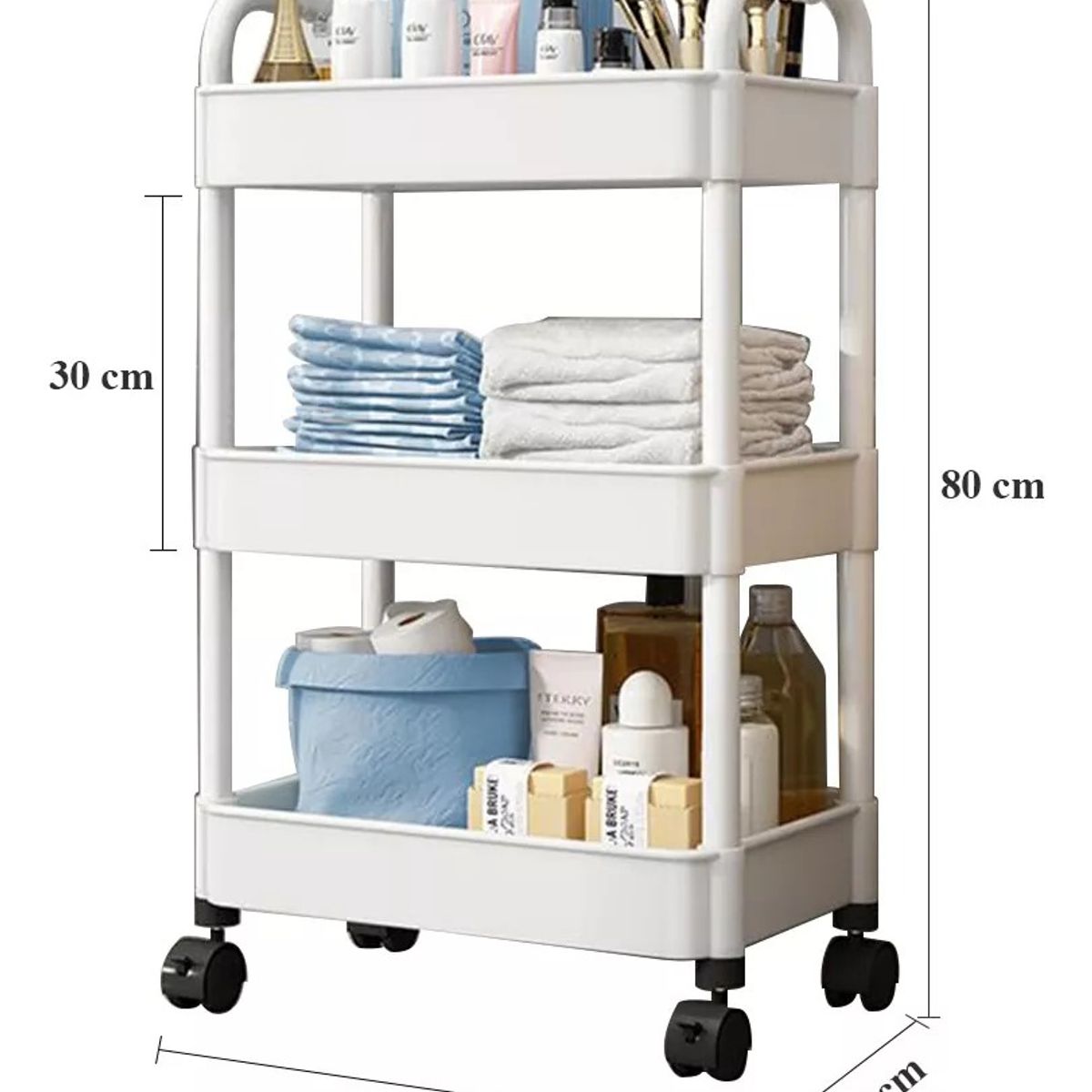 GENERICO - Carro Organizador Almacenaje Con 3 Estantes Y Ruedas