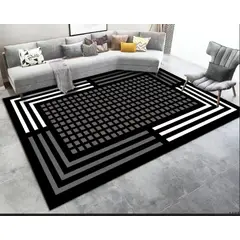 GENERICO - ALFOMBRA ANTIDESLIZANTE CON DISEÑO LINEAS GRIS BLANCO 200X240CM