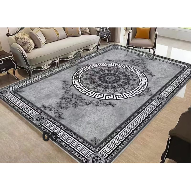 GENERICO - ALFOMBRA ANTIDESLIZANTE CON DISEÑO CIRCULO GRIS  200X240CM