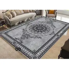 GENERICO - ALFOMBRA ANTIDESLIZANTE CON DISEÑO CIRCULO GRIS 200X240CM