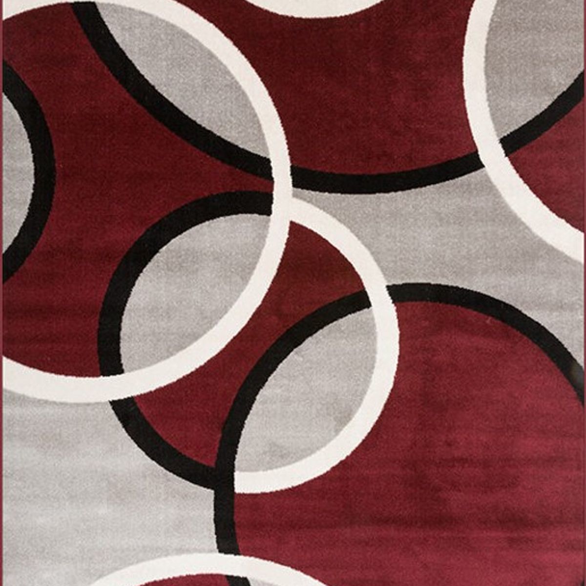 GENERICO - ALFOMBRA ANTIDESLIZANTE CON DISEÑO CIRCULOS BURDEOS 200X240CM