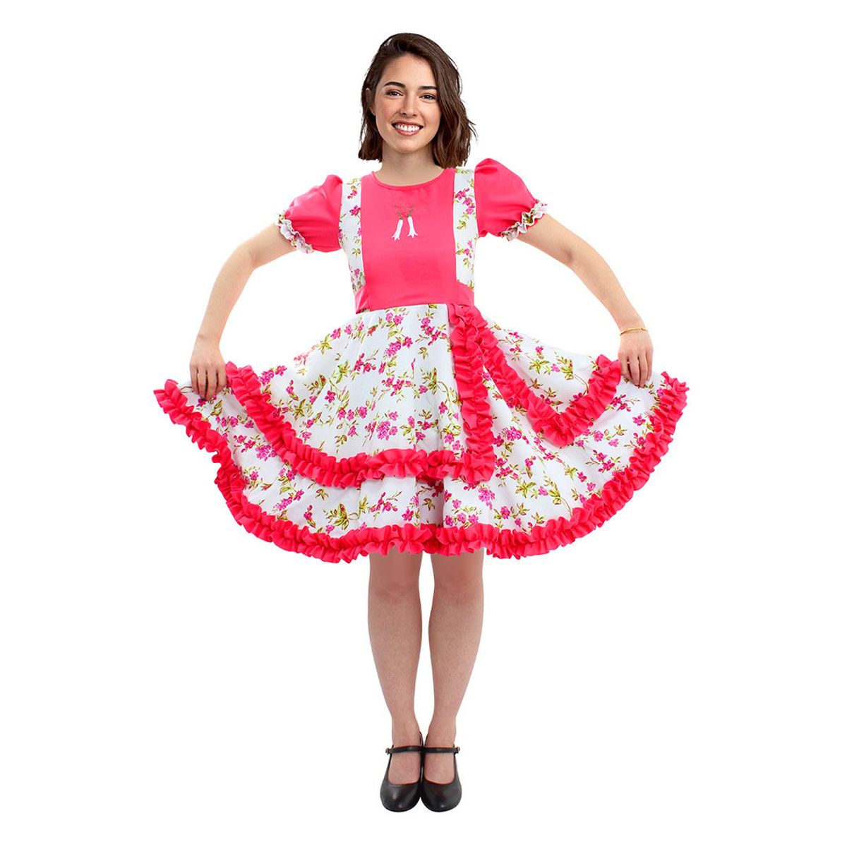 GENERICO - VESTIDO HUASA CHINITA FLOREADO FUCISA/BLANCO S