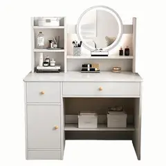 ACTUAL - Tocador Con Espejo Led Cajones Moderno y Elegante 128x80x40
