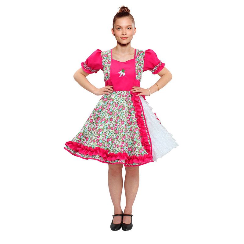 GENERICO - VESTIDO HUASA CHINITA FLOREADO FUCSIA L