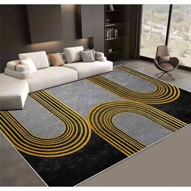 GENERICO - ALFOMBRA ANTIDESLIZANTE CON DISEÑO OBALOS DORADOS 200X240CM