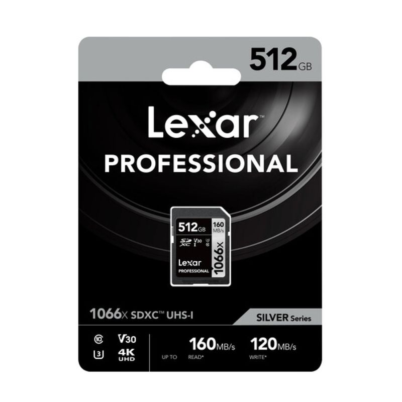 LEXAR - Memoria Sd Lexar Silver Series 1066x 512gb U3 V30 4k Uhd