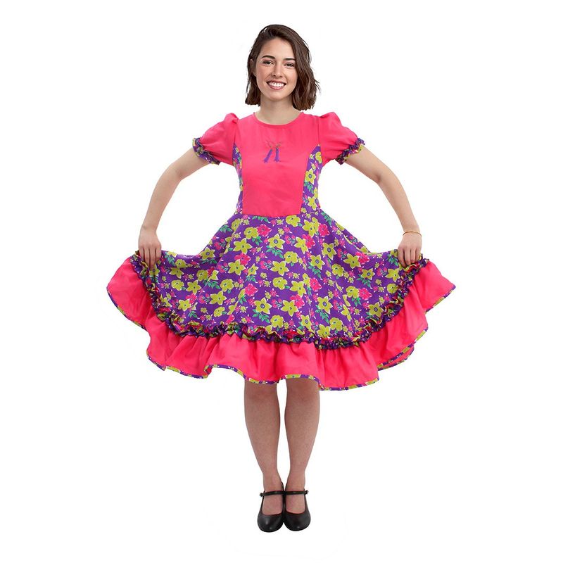GENERICO - VESTIDO HUASA CHINITA FLOREADO FUCSIA/LILA S